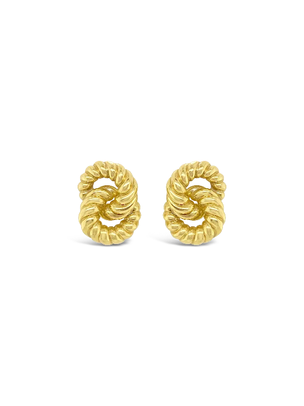 Double Circle Twist Gold Estate Earrings