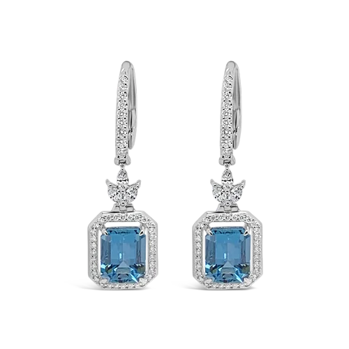 Aquamarine & Diamond Dangle Earrings