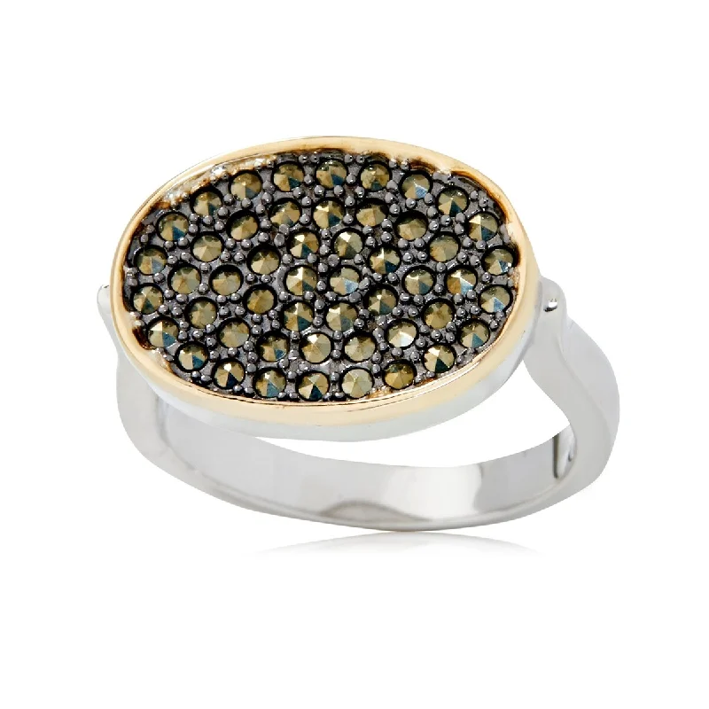 14k Gold and Sterling Silver Marcasite Ring