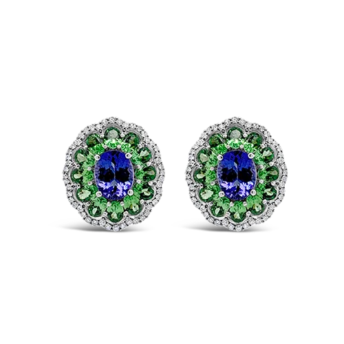 Tanzanite, Tsavorite & Diamond Earrings