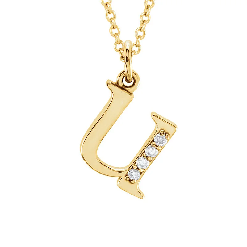 The Abbey 14k Yellow Diamond Lower Case Initial 'u' Necklace 16 Inch