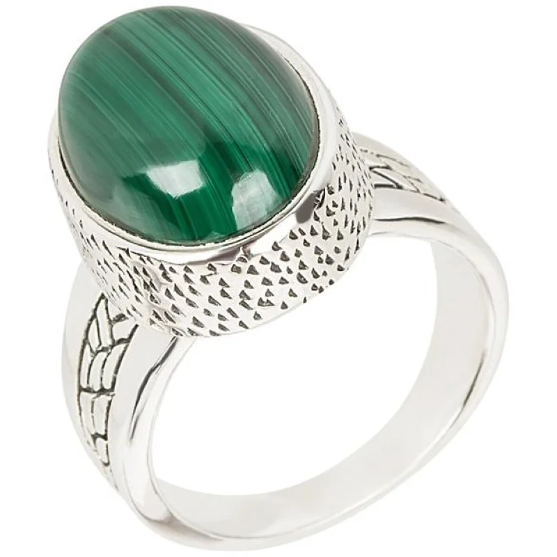 925 Sterling Silver Malachite Solitaire Ring