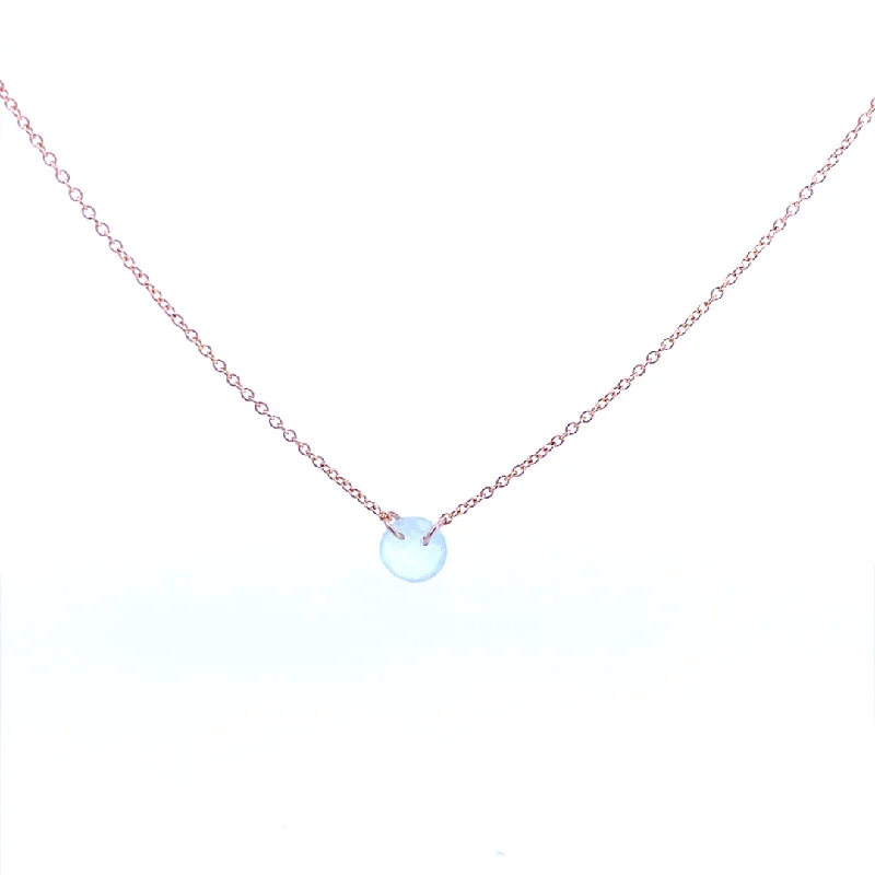 Gold Filled Round Aquamarine Solitaire Necklace by Dee Berkley