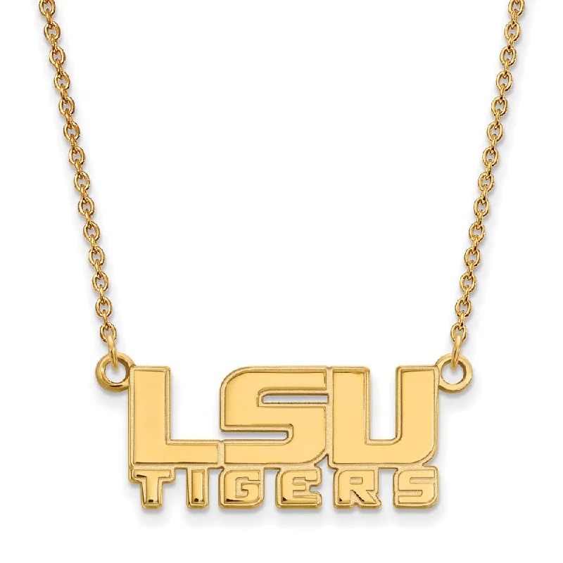 14k Yellow Gold Louisiana State Small 'LSU' Pendant Necklace