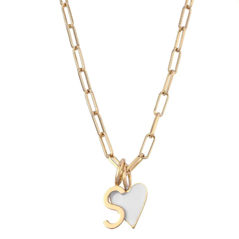 Cara White Enamel Charm Necklace