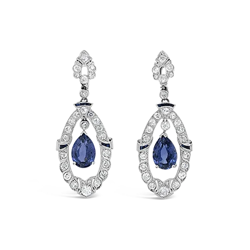 Sapphire & Diamond Dangle Earrings