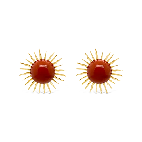 Coral Sunburst Estate Earrings