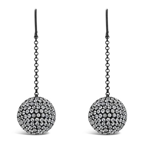 White Sapphire Retro Style Ball Earrings