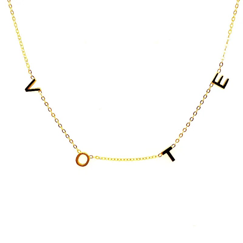 Yellow Gold Plated Vote Station Necklace