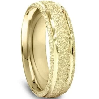 Pompeii3 10k Yellow Gold Brushed Mans 5MM Comfort Fit Wedding Ring Mens Band - White