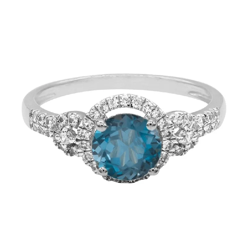 Sterling Silver 1.65Ctw London Blue Topaz & Diamond Classic Ring