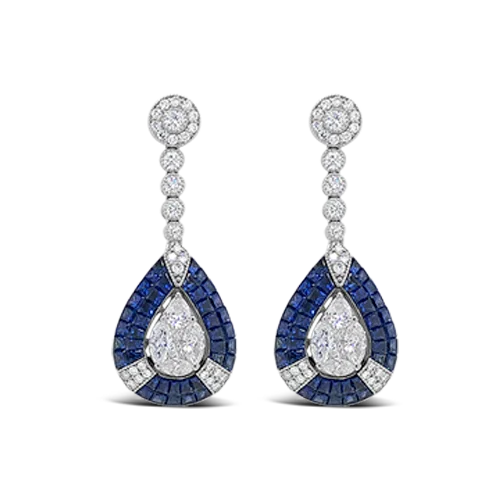 Sapphire & Diamond Dangle Earrings