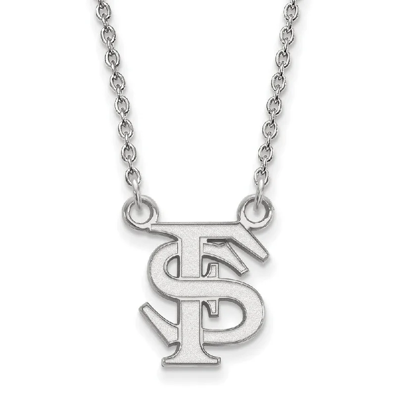 Sterling Silver Florida State Small 'FS' Pendant Necklace