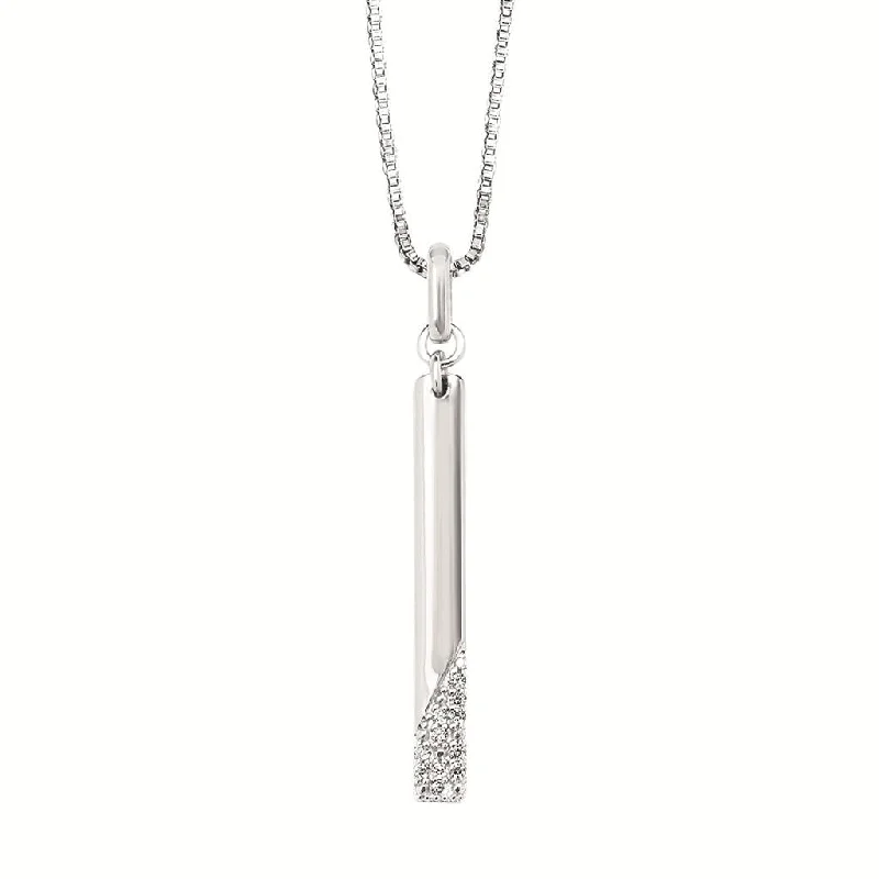 Sterling Silver 0.05ctw Diamond Vertical Bar Pendant Necklace