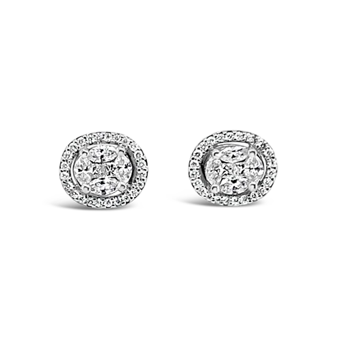 Diamond Earrings with a Halo