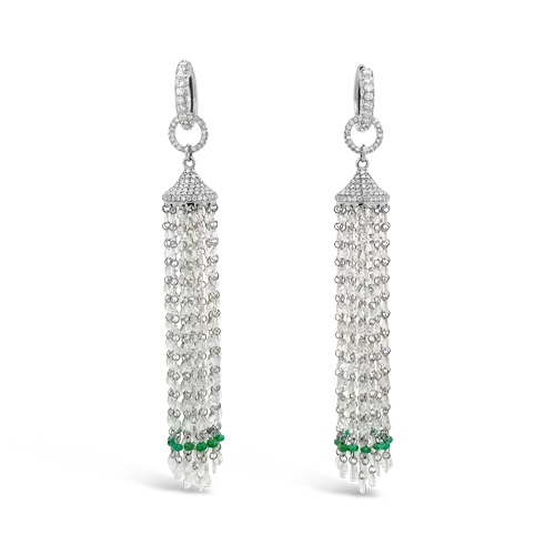 Emerald & Diamond Tassel Earrings