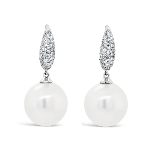 South Sea Pearl & Diamond Dangle Earrings