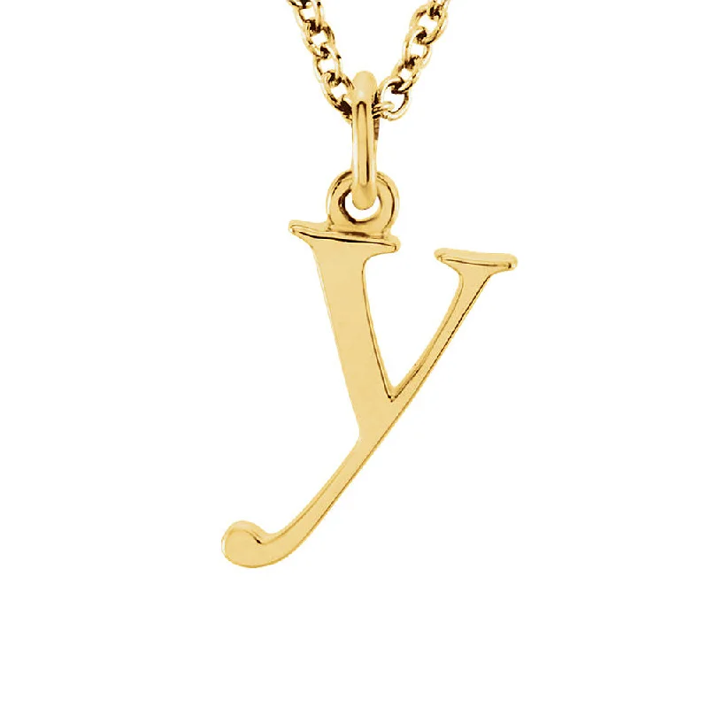 The Abbey Lower Case Initial 'y' Necklace in 14k Yellow Gold, 16 Inch