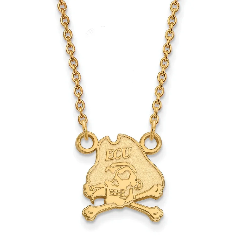 14k Gold Plated Silver East Carolina U Sm Pirate Pendant Necklace