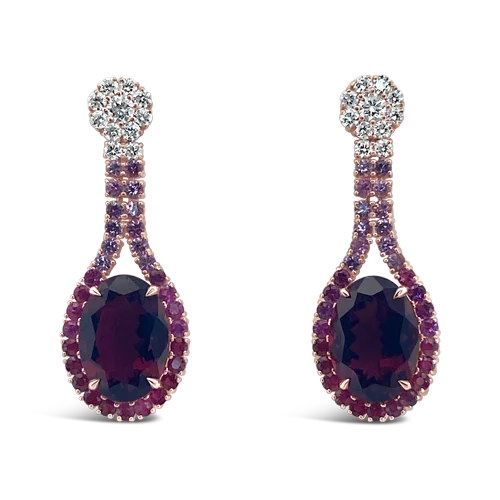 Spinels, Rubies, Pink Sapphires & Diamond Earrings