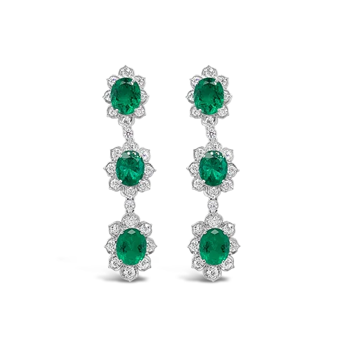 Emerald & Diamond Dangle Earrings