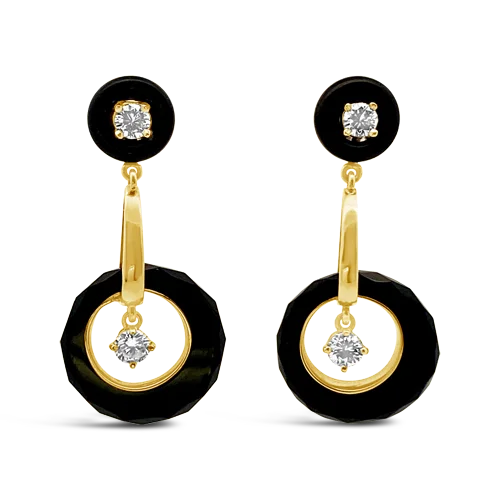 Onyx & Diamond Estate Earrings