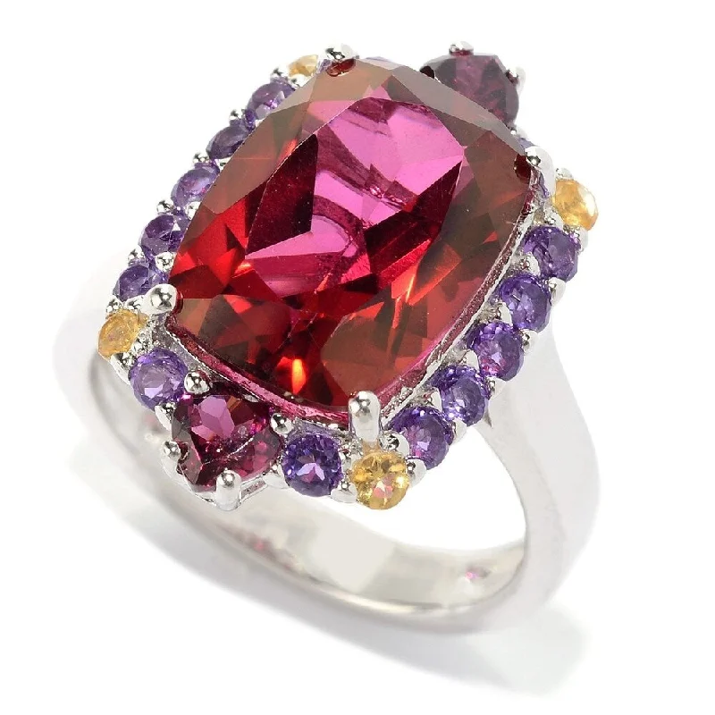 Sterling Silver 6.85ctw Red Quartz Ring