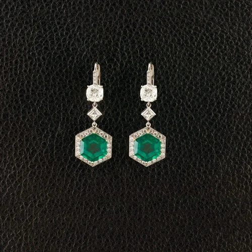 Emerald & Diamond Dangle Earrings