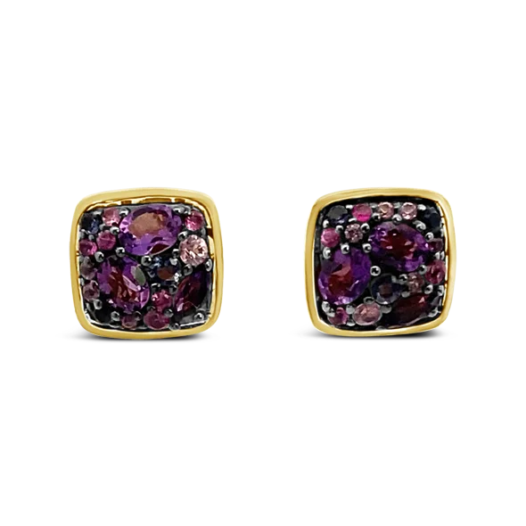 Pink Sapphire, Amethyst & Iolite Earrings