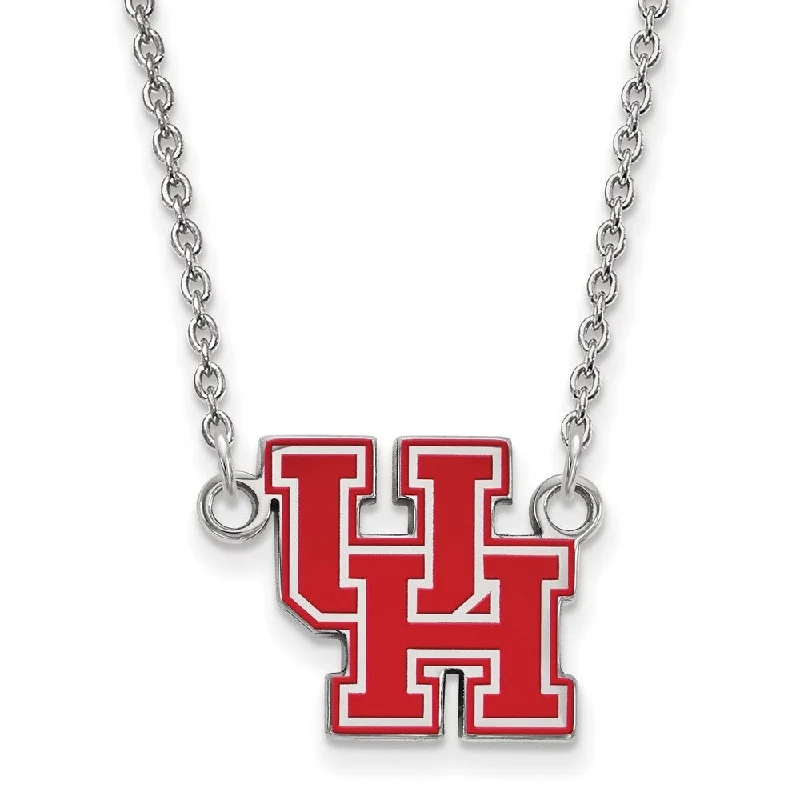 Sterling Silver U of Houston Small Enamel Pendant Necklace