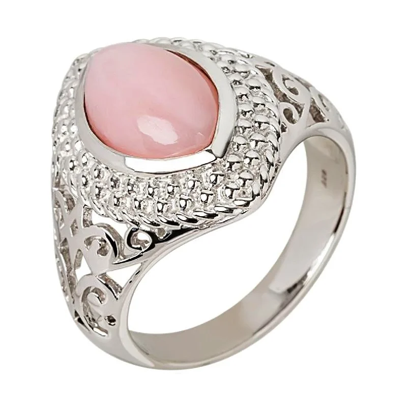 925 Sterling Silver Pink Opal Solitaire Ring