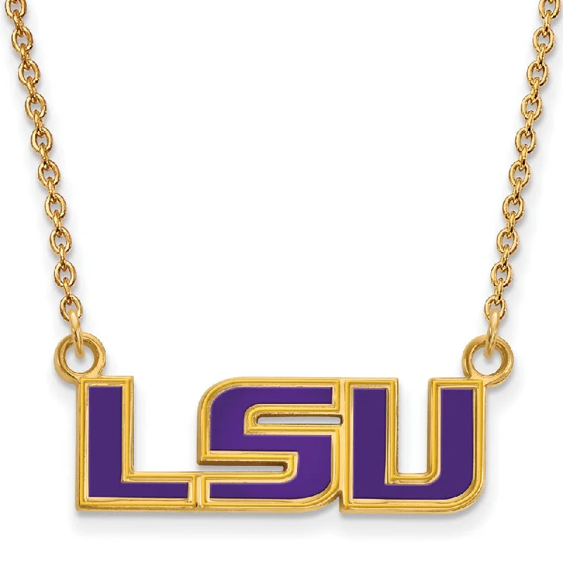 14k Gold Plated Silver Louisiana State Sm Enamel Pendant Necklace