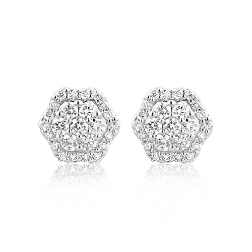 Multi-Diamond Hexagonal Earrings