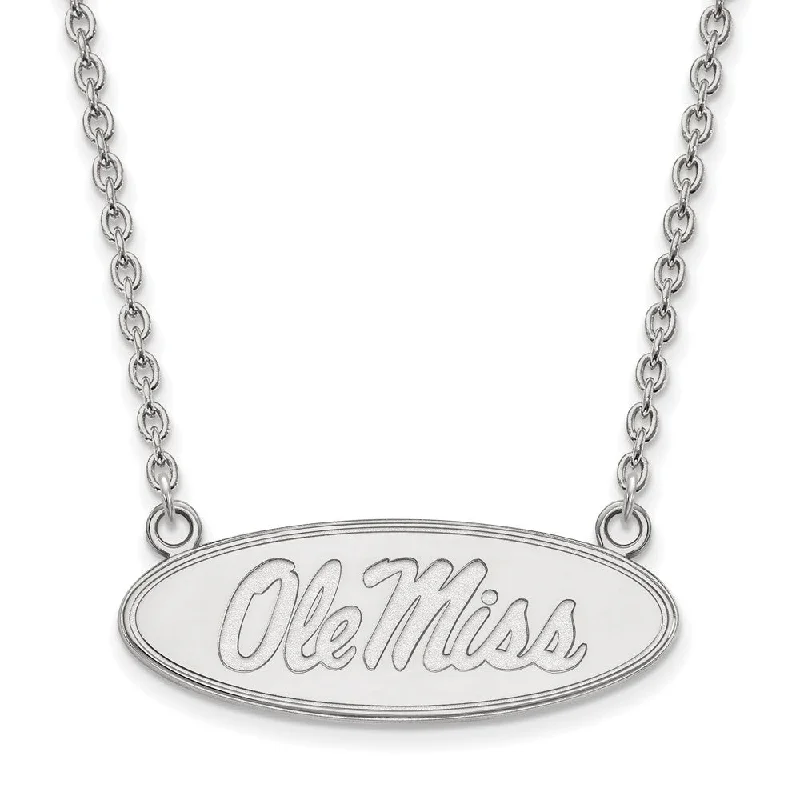 Sterling Silver U of Mississippi Ole Miss Disc Pendant Necklace