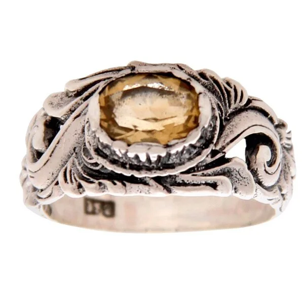 Handmade Sterling Silver 'Feminine Charm' Citrine Ring (Indonesia)