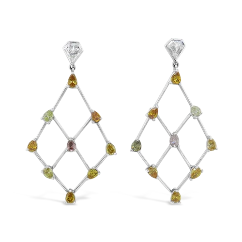 Colored Diamond Dangle Earrings