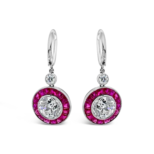 Ruby & Diamond Dangle Earrings