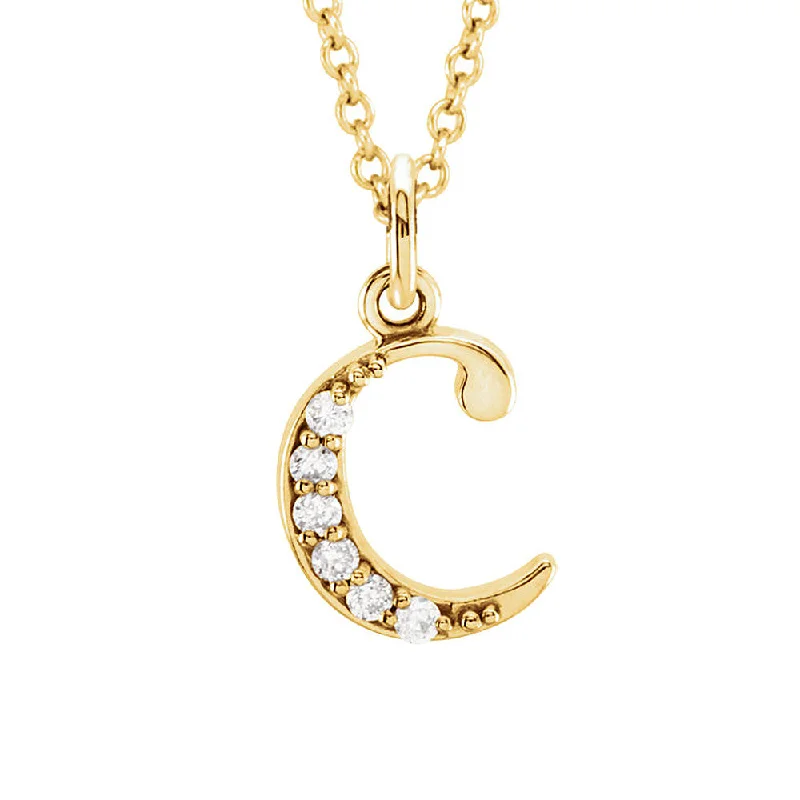 The Abbey 14k Yellow Diamond Lower Case Initial 'c' Necklace 16 Inch