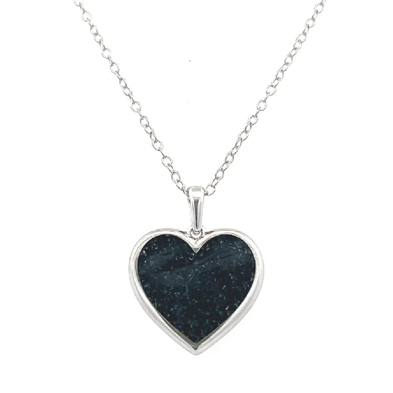 Sterling Silver 2.00ctw Crushed Blue Sapphire Heart Necklace