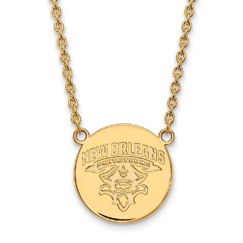 14k Gold Plated Silver U of New Orleans Privateers Disc Necklace