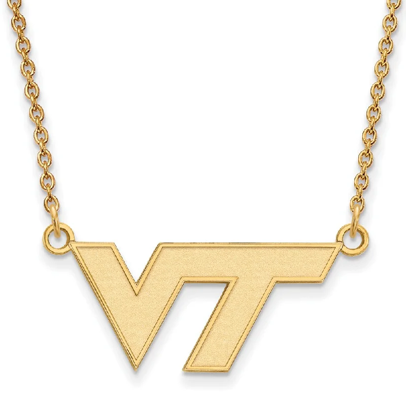 14k Gold Plated Silver Virginia Tech Small 'VT' Pendant Necklace