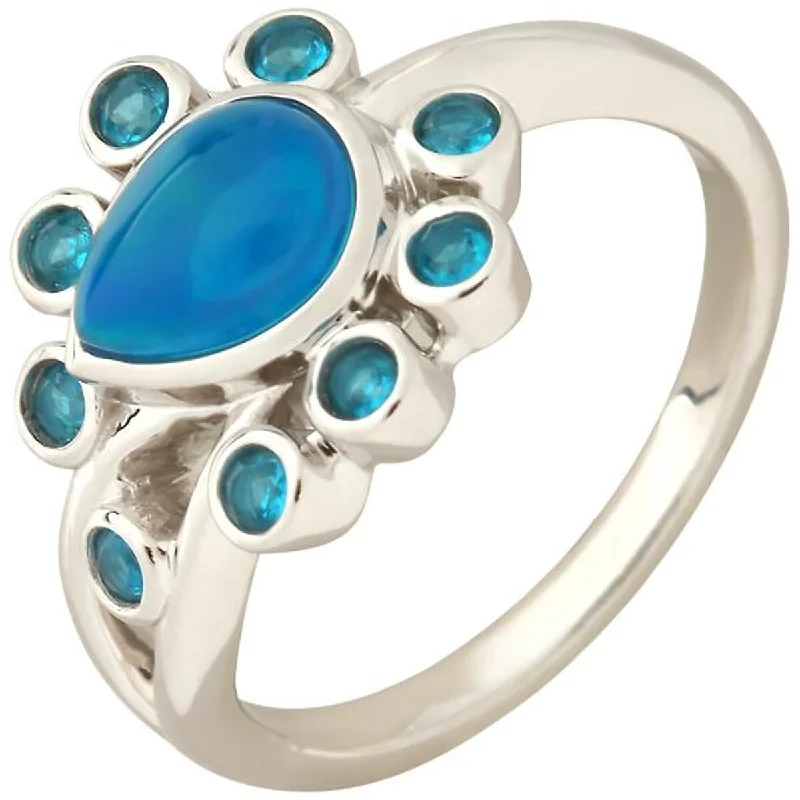 925 Sterling Silver Neon Blue Opal and Neon Apatite Gemstone Ring