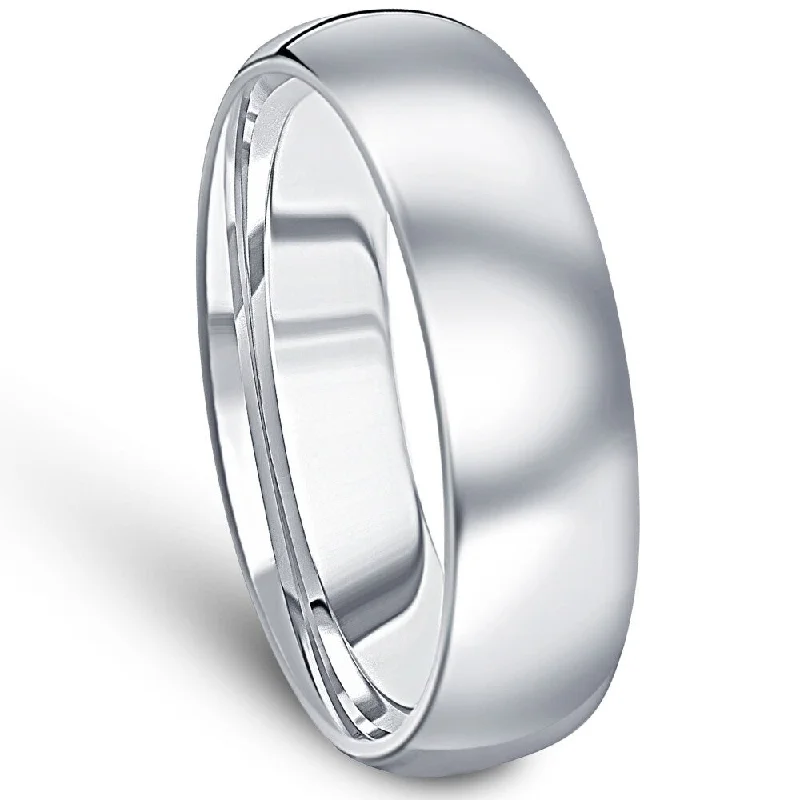 Men's Polished Tungsten 6mm Dome Comfort Fit Ring Wedding Band