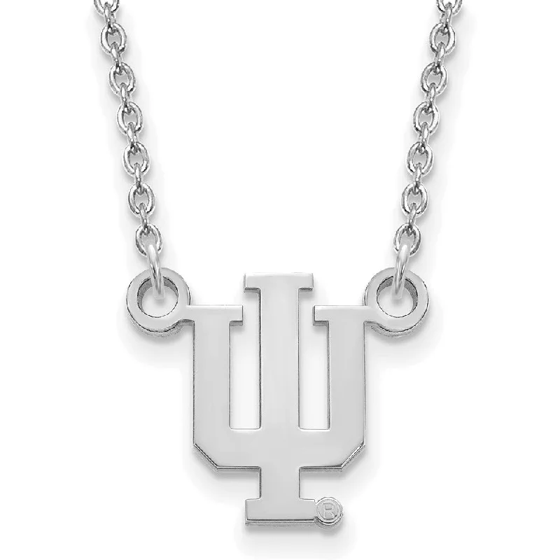 Sterling Silver Indiana U Small 'IU' Letter Pendant Necklace