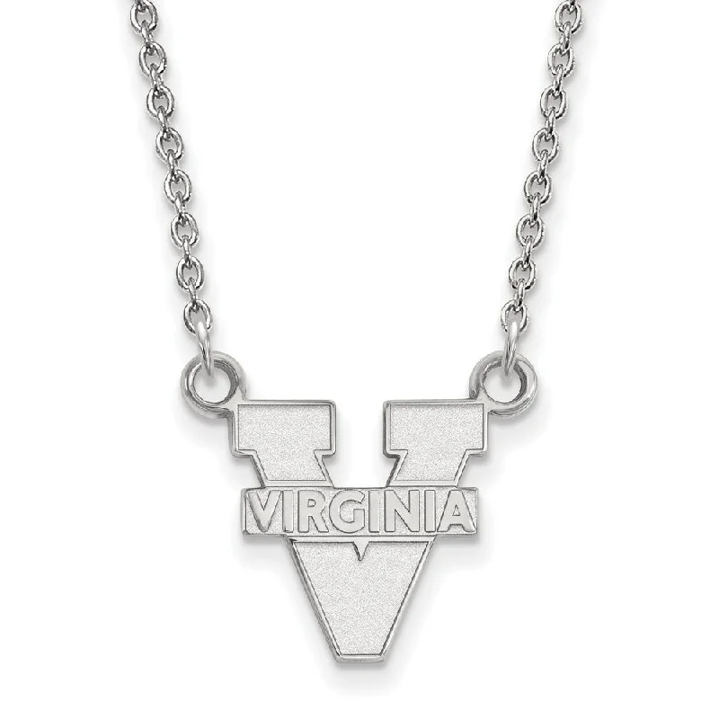 Sterling Silver U of Virginia Small 'V' Logo Pendant Necklace