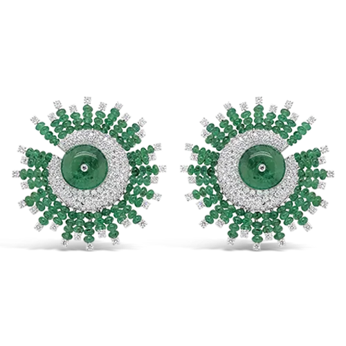 Emerald & Diamond Starburst Earrings