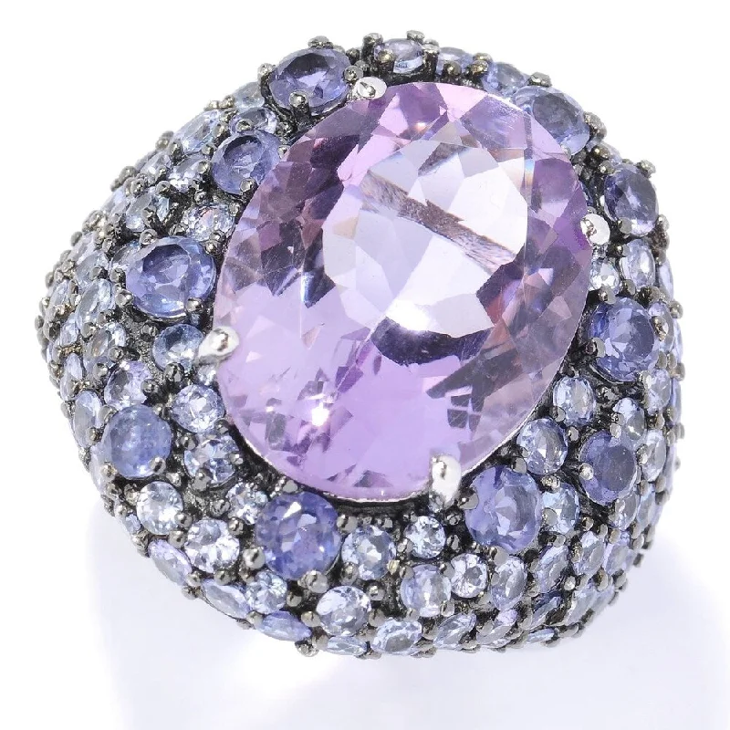 925 Sterling Silver African Amethyst,Tanzanite,Iolite Ring