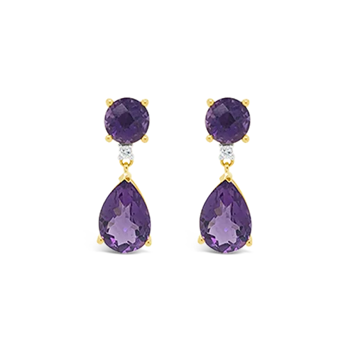 Amethyst & Diamond Dangle Earrings