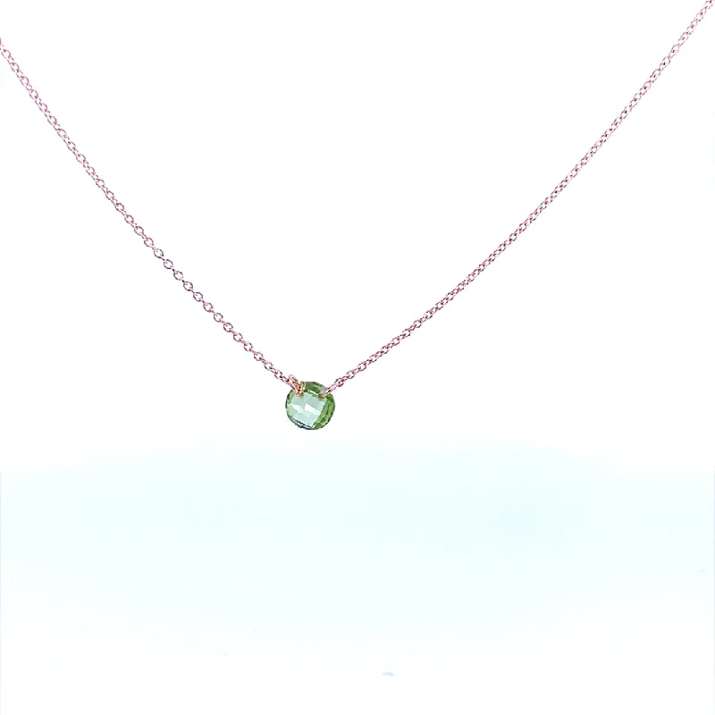 Gold Filled Round Peridot Solitaire Necklace by Dee Berkley