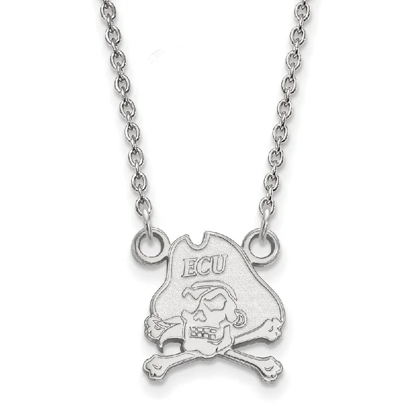 Sterling Silver East Carolina U Small Pirate Pendant Necklace